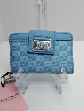 Juicy Couture Light Blue Monogram Wallet - Compact Card Holder
